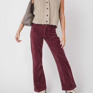 Social Threads JBD Wide Leg Patch Pocket Corduroy Pants Size 2727 / Dark Burgund